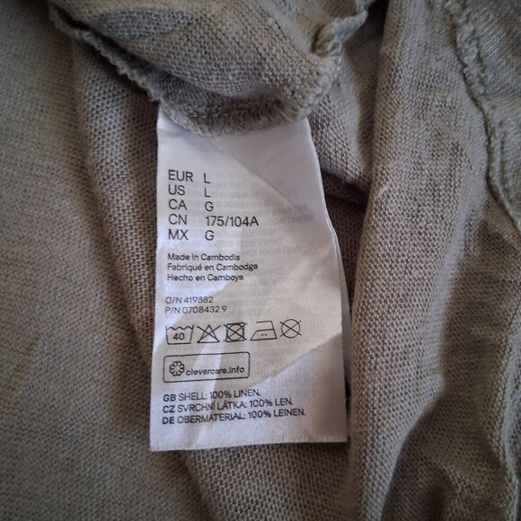 H&M Women's Linen Short Sleeve Henley Top Olive Green Large - Picture 5 of 10